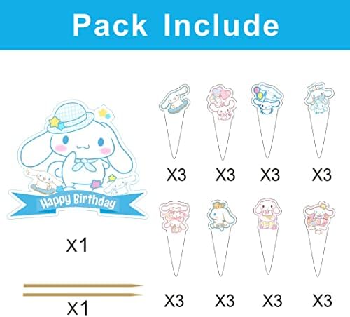 25 Pcs Cinnamoroll Cake Toppers Birthday Decor Set