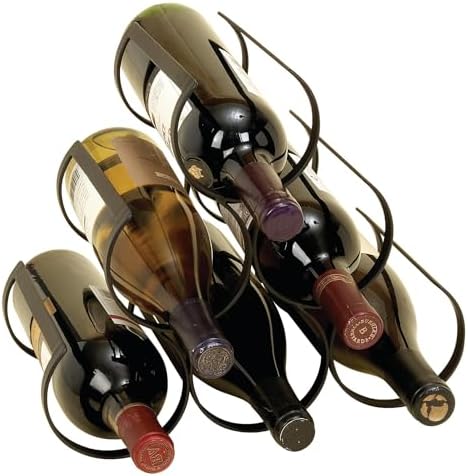 Deco 79 6 Bottle Metal Wine Rack with Curved Holders Black