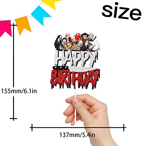 Pazwifa Halloween Cake Topper with Glitter Decor 1