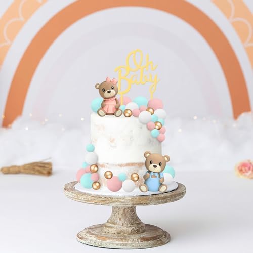 33 PCS Bear Cake Toppers for Baby Shower and Gender Reveal 1