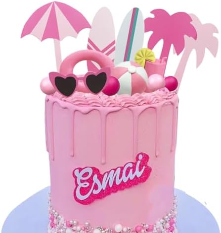 DiDida Summer Pink Beach Cake Topper Decor 1