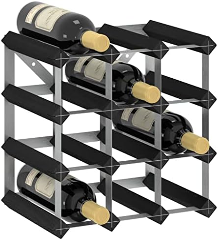 Wine Rack for 12 Bottles Black Solid Pine Wood