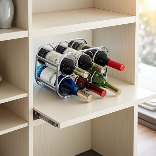 Buruis 6-Bottle Wine Rack Freestanding Metal Silver