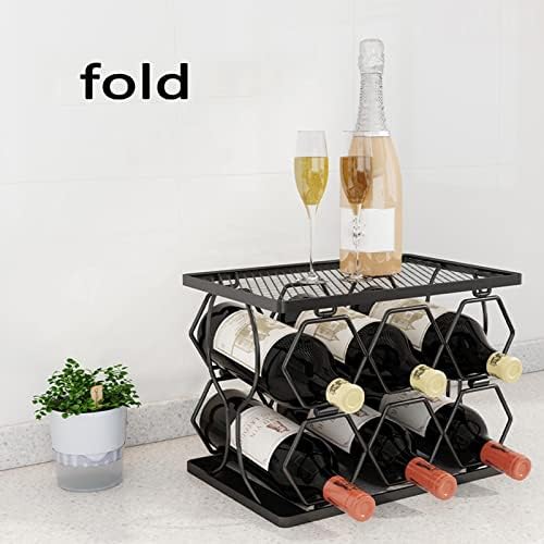 JUSHZ Foldable Wine Rack Holder 6-Bottle Black