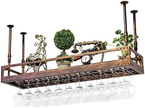 ALDEPO Wine Rack Ceiling Holder Rustic Style Stainless Steel 60cm Storage Shelf