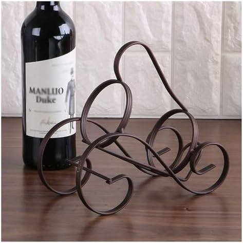 Freestanding S-Shaped Wine Rack with Wrought Iron Design