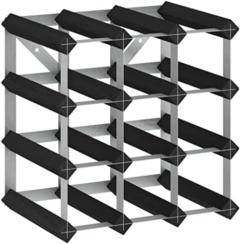 BIGBARLEY 12 Bottle Freestanding Wine Rack Black Wood