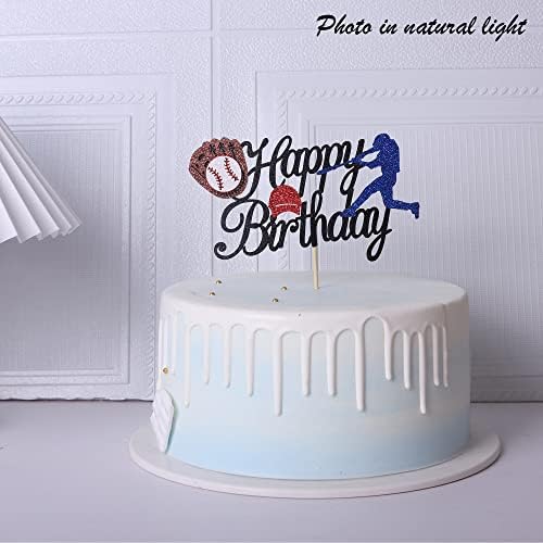 ZHUOWEISM 1PCS Glitter Baseball Cake Topper for Birthday Parties