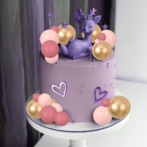 Gyufise 30Pcs Pink Gold Ball Cake Toppers