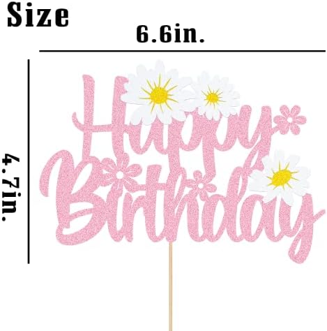 WishFirst Daisy Birthday Cake Topper Pink Daisy Decor