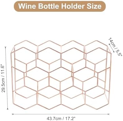 Uxcell 14 Bottle Freestanding Rose Gold Metal Wine Rack