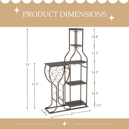 Industrial Wine Rack with 3 Layers for Home Kitchen Living Room