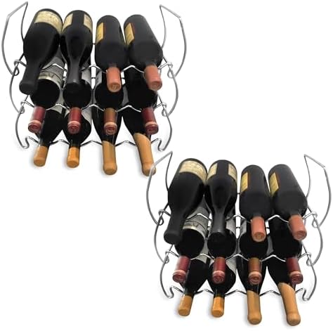 Lilys Home 12 Bottle Wine Rack Set of 2 - Modern Farmhouse Industrial Style