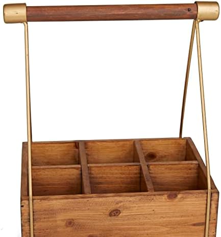 Deco 79 6 Bottle Wine Rack with Gold Accents