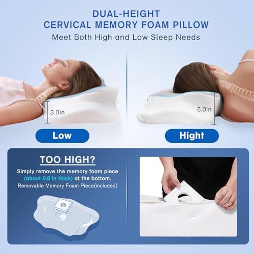 Right Cervical Neck Pillow with Adjustable Height and Memory Foam Support