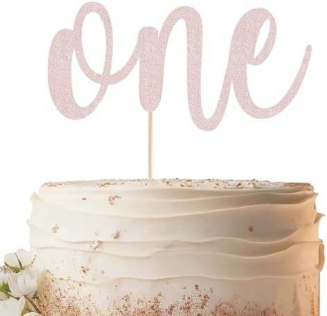 Rose Gold Glitter 1st Birthday Cake Topper