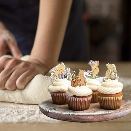 48PCS Winnie Cupcake Toppers - Cute Baby Shower Decor