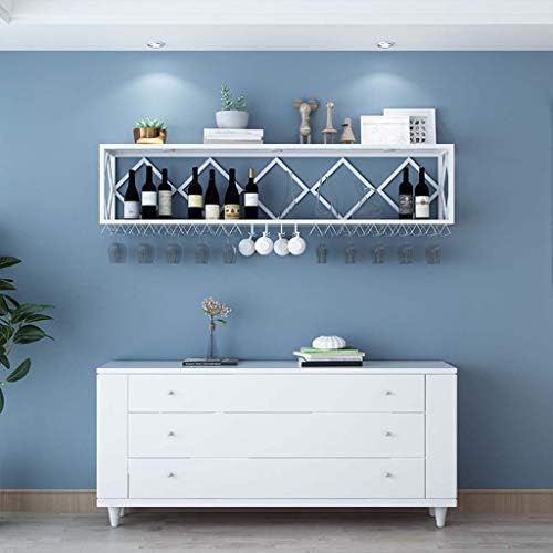 Wine Rack Floating Shelves Wall-Mounted Iron Bottle Holder with Partitions
