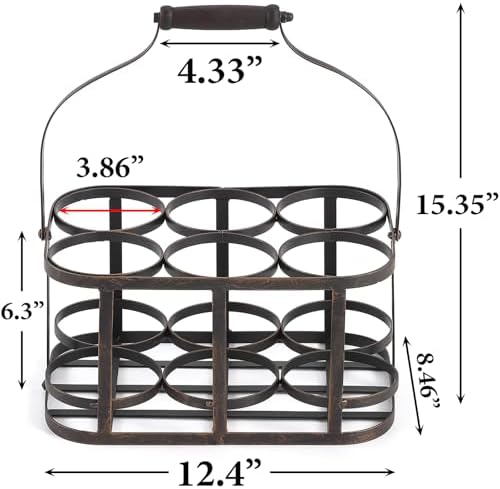 Ironlux 6 Bottle Metal Wine Carrier with Wood Handle 1