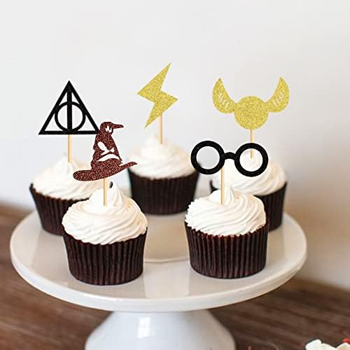 30PCS Glitter Wizard Cupcake Toppers for Birthday Decor