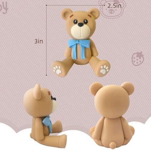 HAVAGDTM 3D Bear Cake Toppers for Baby Shower Birthday Party