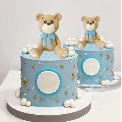 HAVAGDTM 3D Bear Cake Toppers for Baby Shower Birthday Party