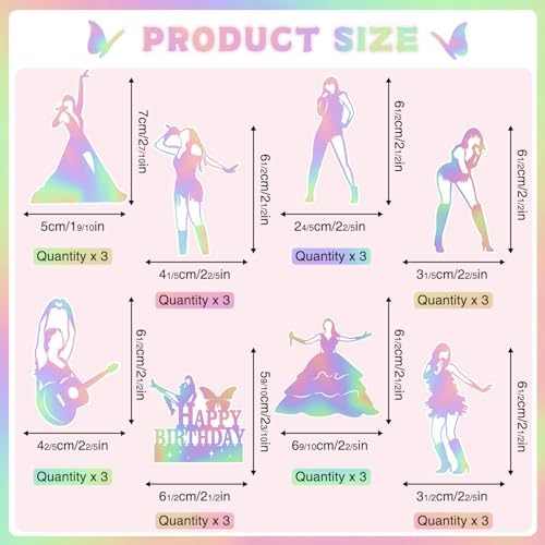 24 Pcs Super Star Music Themed Cupcake Toppers for Birthday Parties