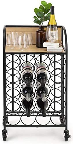 Displays2go Rolling Wine Rack - 20 Bottle Capacity