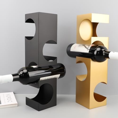 Modern Freestanding Gold Wine Rack For 4 Bottles