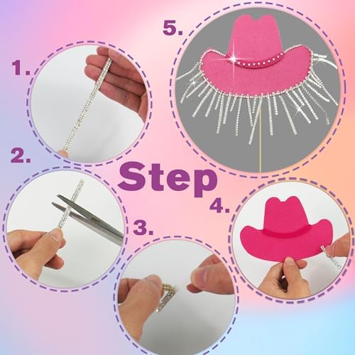 DRWATE Cowgirl Cake Topper with Disco Balls Shiny Hat