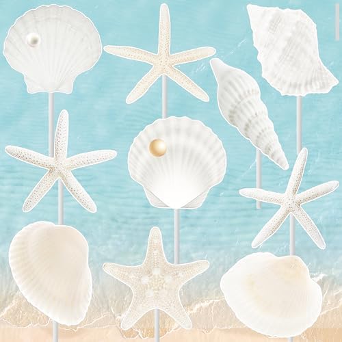 24pcs Beach Seashell Starfish Cupcake Toppers