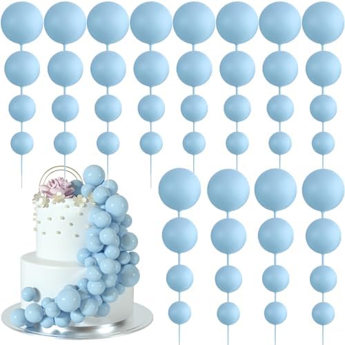 48 Pcs Light Blue Foam Cake Topper Decorations
