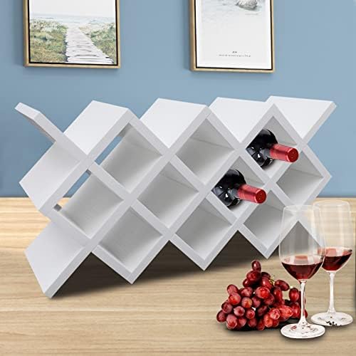 White Wall-Mounted Wine Rack with 10 Compartments
