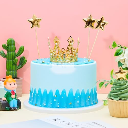 Jetec 4 Pcs Small Crown Cake Topper Gold Classic
