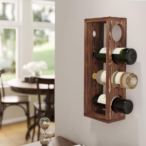 Rustic State Wall-Mounted Wine Rack for 4 Bottles -Walnut