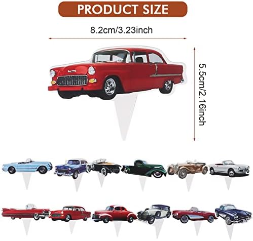 24 Pcs Classic Car Cupcake Toppers - Retro Birthday Party Decor
