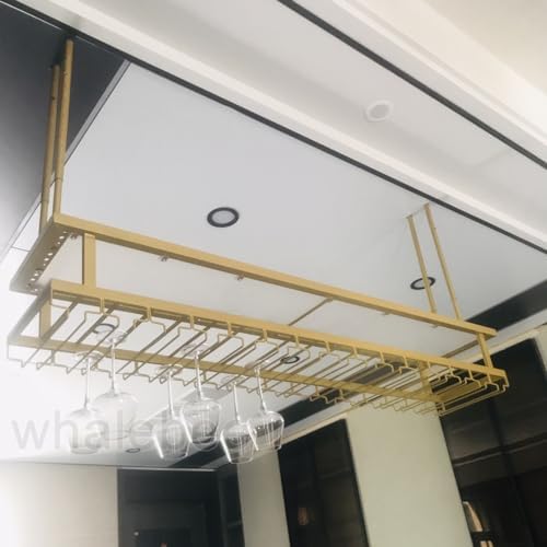 Whalebee Metal Ceiling Wine Rack with 3 Tiers Adjustable Holder