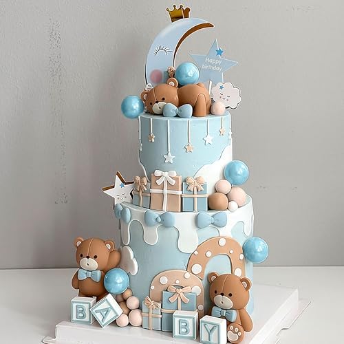 JeVenis Blue Bear Cake Decor Set