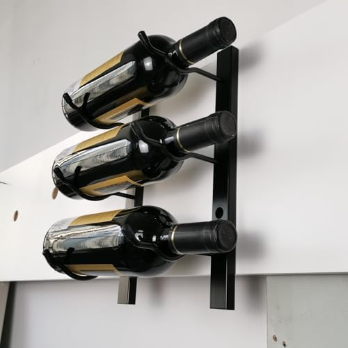 GAMEMEN Wall Mounted Wine Rack - 3 Bottles Matte Black