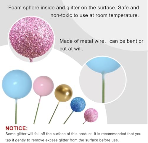 ASTARON 50 Pcs Mini Balloon Cake Topper Sticks Pink Blue Series