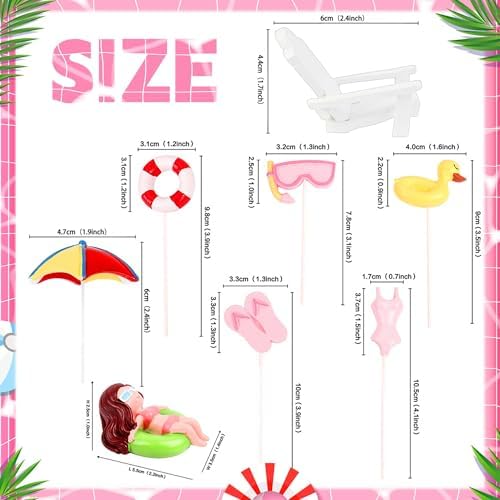 Hawaiian Beach Cake Toppers Non-Edible 8-Piece Set