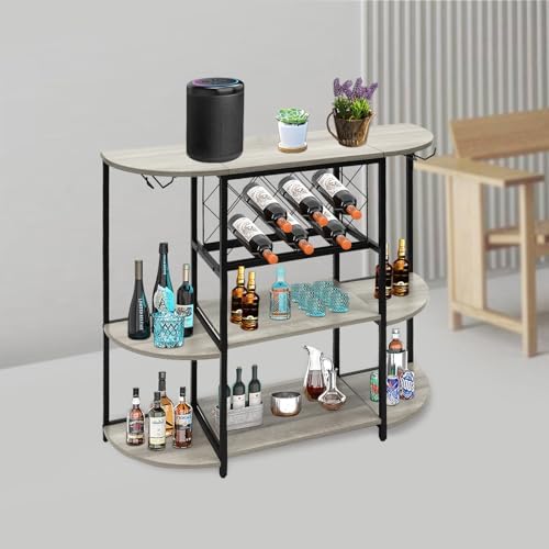 QUSKLISU Wine Rack Table with LED Light