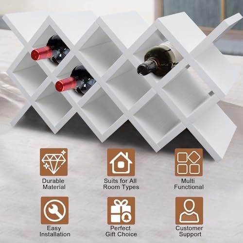 Wall-Mounted Wine Rack with 10 Compartments White