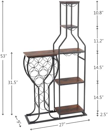 LEONX Freestanding Wine Rack 11 Bottle Capacity 5 Tier Wood