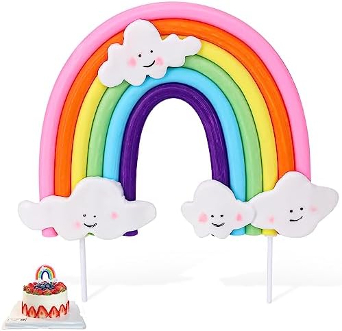 Mozeat Lens Soft Pottery Rainbow Cake Topper