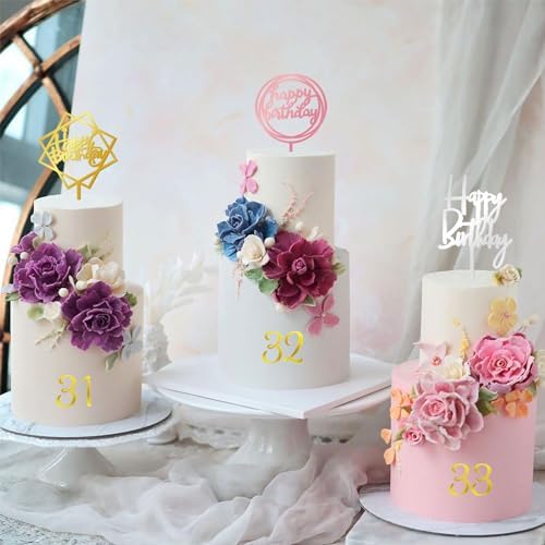 50 PCS Acrylic Birthday Cake Toppers 4 Colors