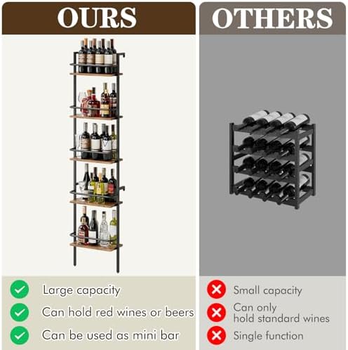 Heakrit 5-Tier Wall-Mounted Wine Rack with Fences