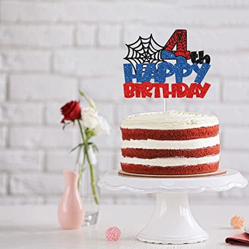Ambishi Happy 4th Birthday Cake Topper Spider Cartoon Movie Themed