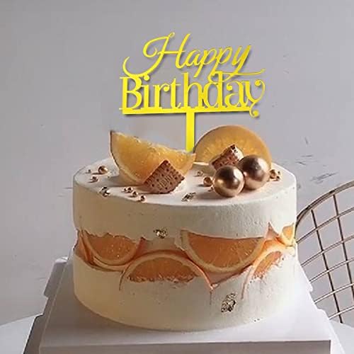 10 PCS Gold Birthday Cake Toppers Acrylic Decorations