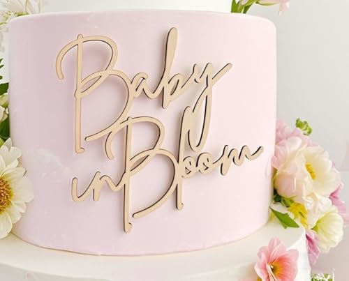 Baby in Bloom Wooden Cake Topper for Baby Showers and Birthdays